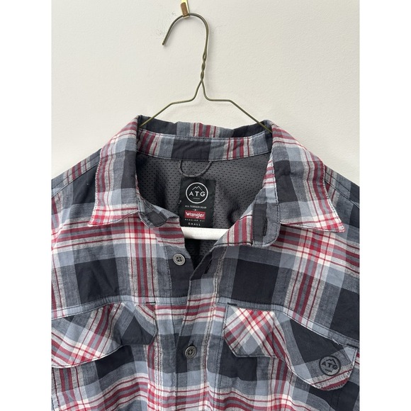 Wrangler Other - Small ATG Wrangler Men Blue Plaid Shirt All Terrain Gear Button Up Long Sleeve